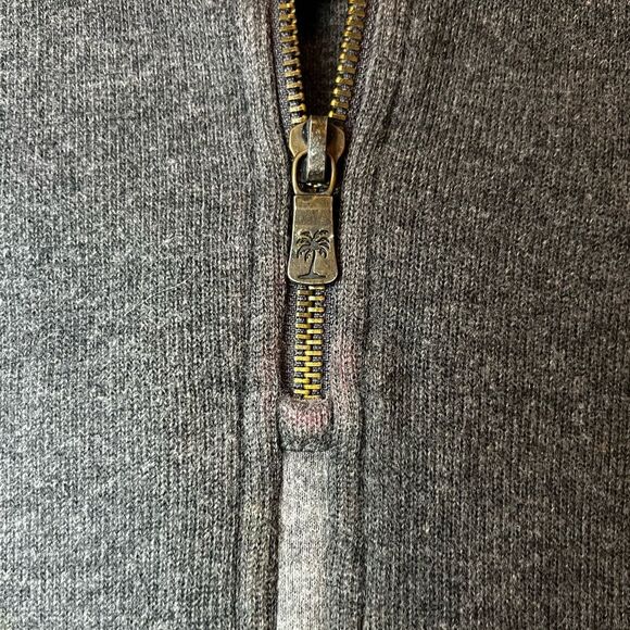 Tommy Bahama Men's Quarter Zip Knit Pullover Sweater Gray Cotton Size Large - Picture 3 of 10